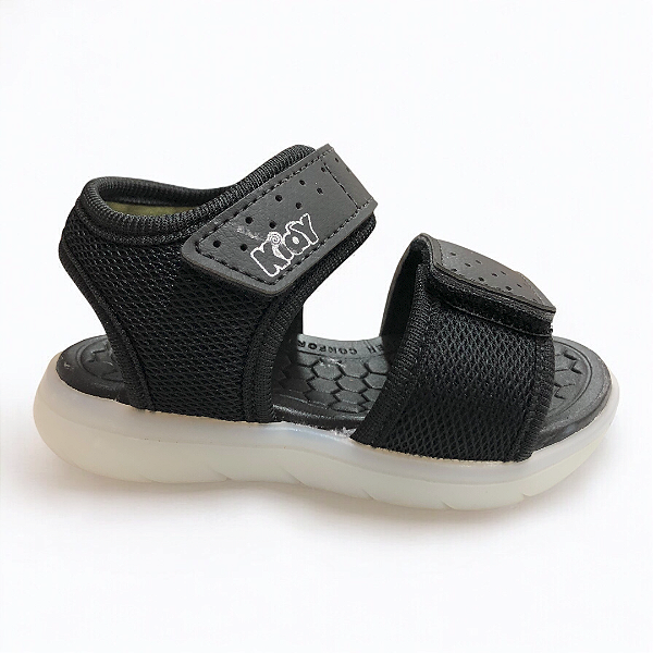 Sandália Infantil Menino Kidy Papete Luzinha Flex Light  - 163-0115-0679 - Preto