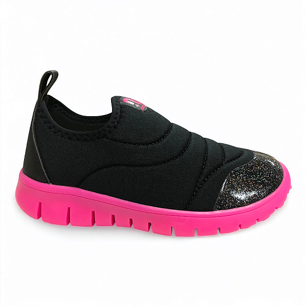Tênis Infantil Menina Novopé Calce Fácil - 10001283-2585 - Preto-Pink