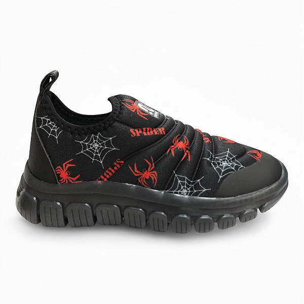 Tênis Infantil Menino Novopé Luzinha Spider - 99001304-4505 - Preto