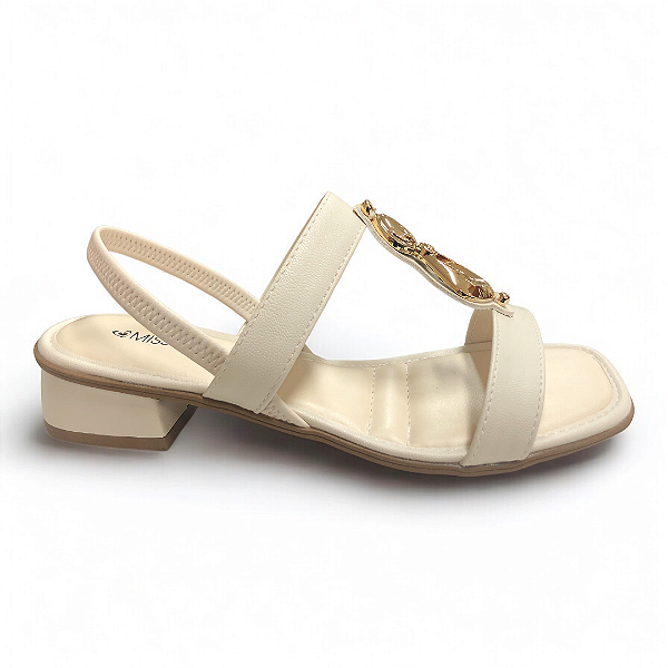 Sandália Feminina Mississipi Salto Bloco - MF893 - Branco Off