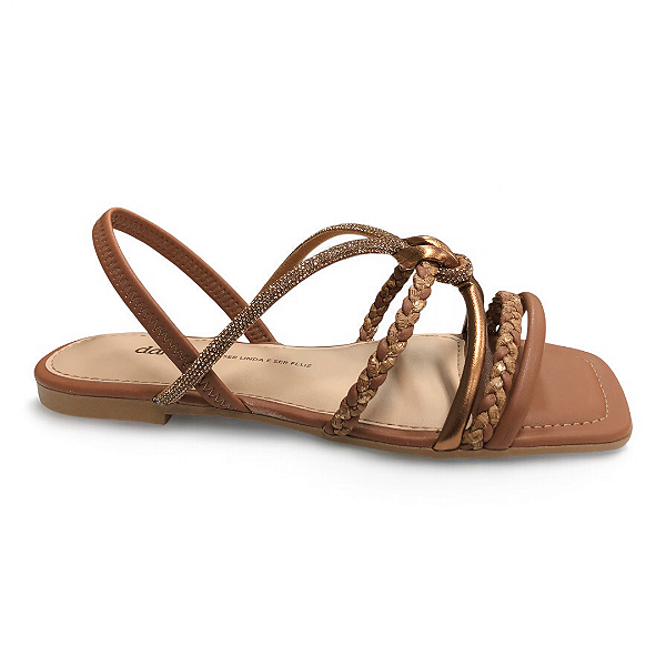Sandália Feminina Dakota Rasteira - Y9601 - Caramelo-Bronze