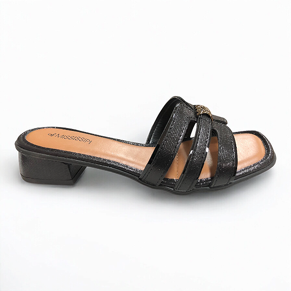 Tamanco Feminino Mississipi Salto Baixo - MF891 - Preto