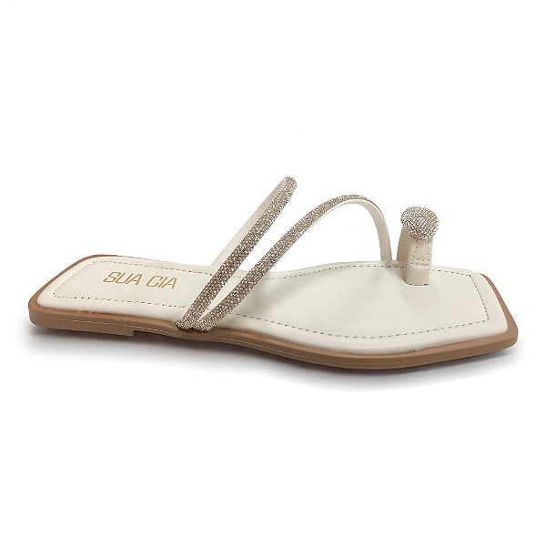 Rasteira Feminina Sua Cia - 8408.16229 - Prata-Branco-Off