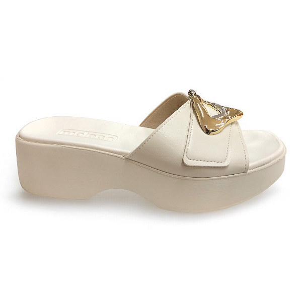 Tamanco Feminino Moleca Plataforma - 5503.115 - Branco Off