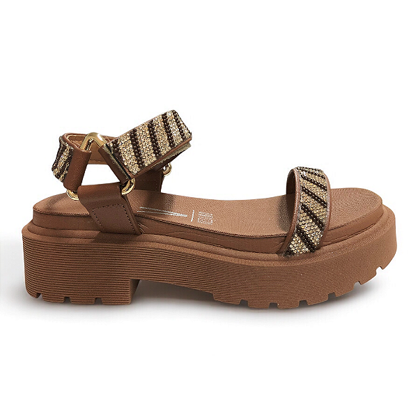 Sandália Feminina Vizzano Plataforma Strass - 6499.103 - Marrom