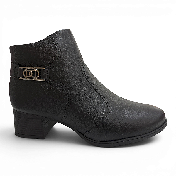Bota Feminina Dakota Salto Grosso Couro - D2782 - Preto