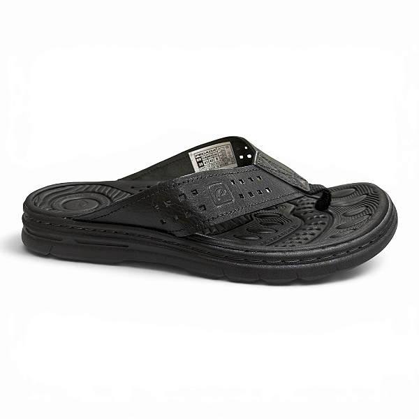 Chinelo Masculino Pegada Couro - 134202-03 - Preto