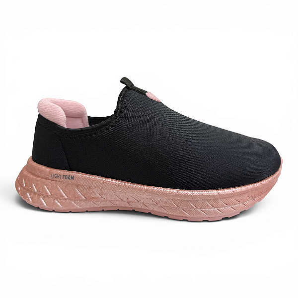 Tênis Infantil Menina Molekinha Calce Fácil - 2580.200 - Preto-Rosa