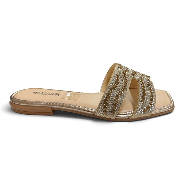 Rasteira Feminina Mississipi - J2811 - Dourado-Prata