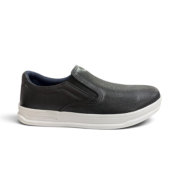 Sapatênis Masculino Pegada Couro Calce Fácil - 110303-03 - Preto