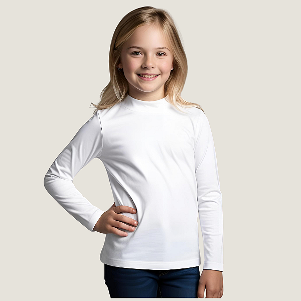 Camiseta Térmica Branca Infantil Peluciada