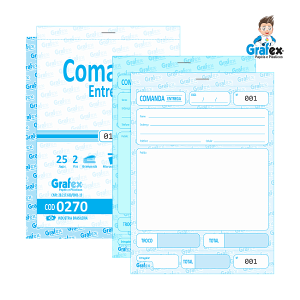 Grafex Cod 0270 Comanda Entrega c/25 Jogos 1/36​ - c/10 Blocos