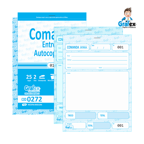 Grafex Cod 0272Comanda Entrega Autocopiativa c/25 Jogos 1/36​ - c/10 Blocos
