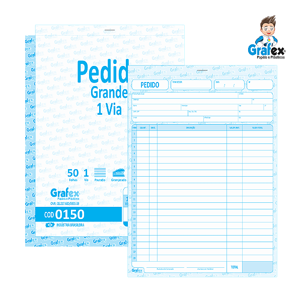 Grafex Cod 0150 Pedido Grande 1 Via c/50 Folhas 1/18​ - c/10 Blocos