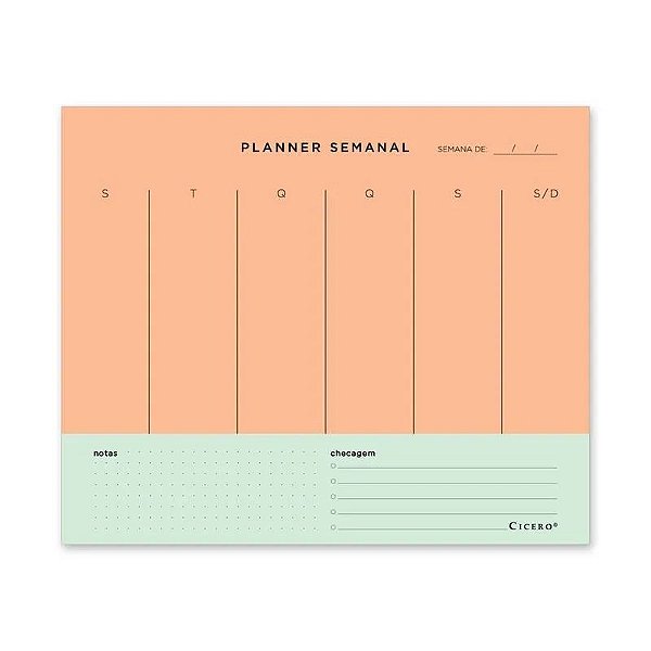 Planner Permanente Bloco Pastel Block Semanal 24,5x20,3 - Cicero