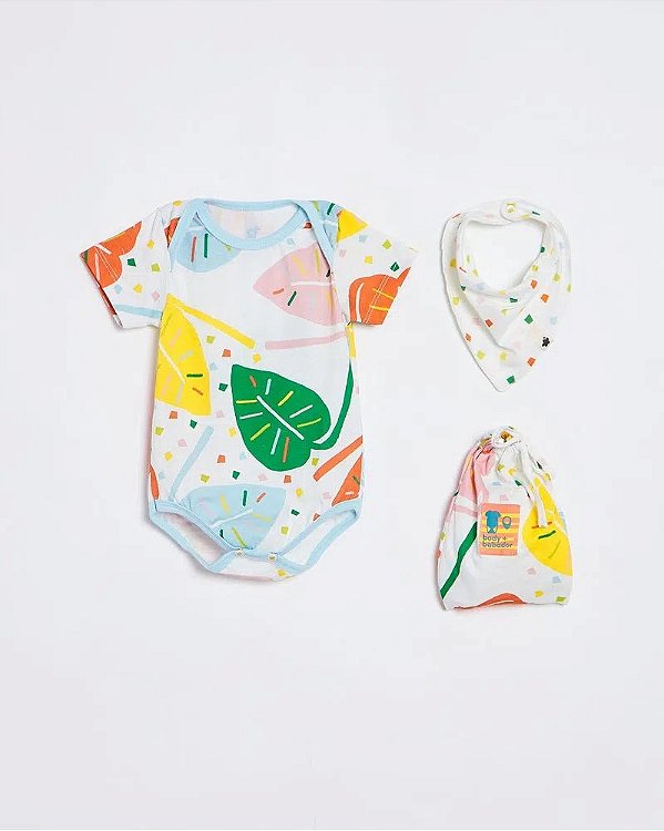 Kit Body e Babador Bebe Malha Foli - Fabula