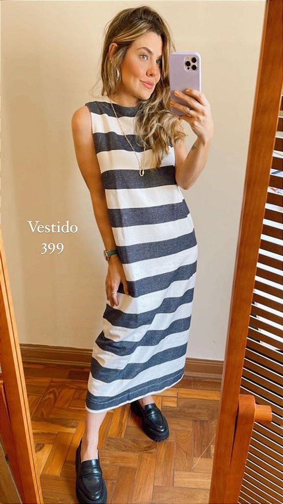 VESTIDO MIDI SUPER LISTRAS - CANTAO