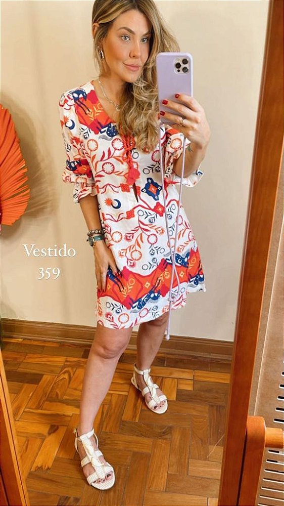 VESTIDO CURTO ESTAMPA CABALLOS - MARIA FILO