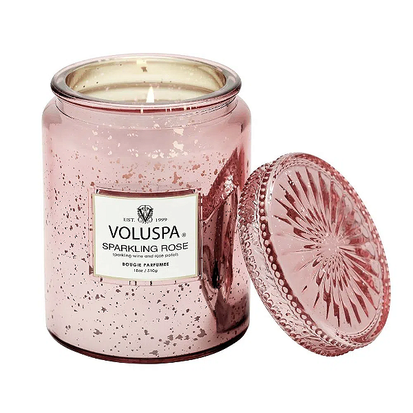 VELA POTE VIDRO G 100H TAMPA VIDRO SPARKLING ROSE - VOLUSPA