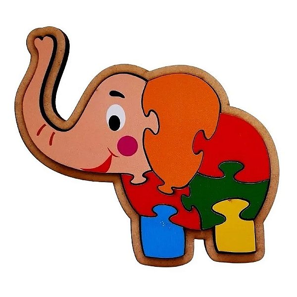 Quebra-Cabeça Infantil Elefante Brinquedo Educativo em MDF - Tralalá 4 Kids