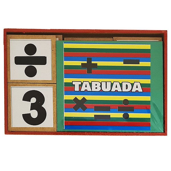 Jogo Tabuada Educativo Em Madeira Completo 54 peças