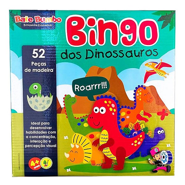 Bingo dos Dinossauros Brinquedo Educativo Bate Bumbo - Tralalá 4 Kids