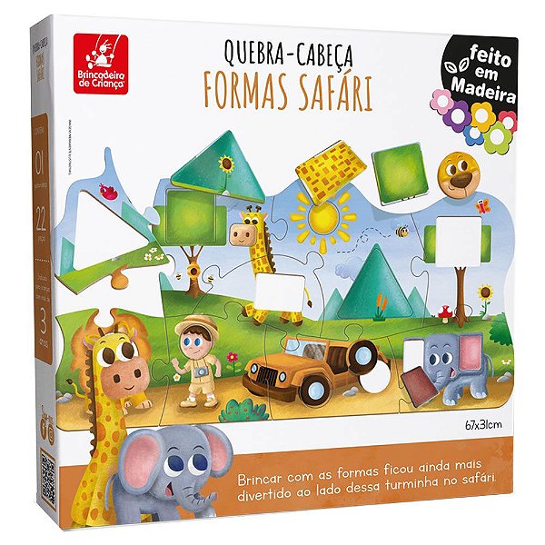 Quebra-Cabeça Infantil Elefante Educativo Pedagógico Madeira