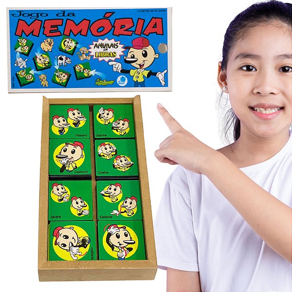 Jogo da Memória Animais com Libras Brinquedo Educativo