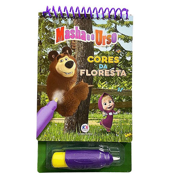 Livro Aquabook Masha e o Urso Cores da floresta Colorindo com Água