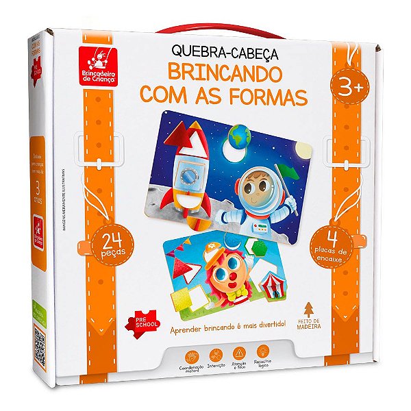 Brinquedos Educativos Kit 4 Quebra-Cabeças de Animais Madeira Infantil  Pedagógico