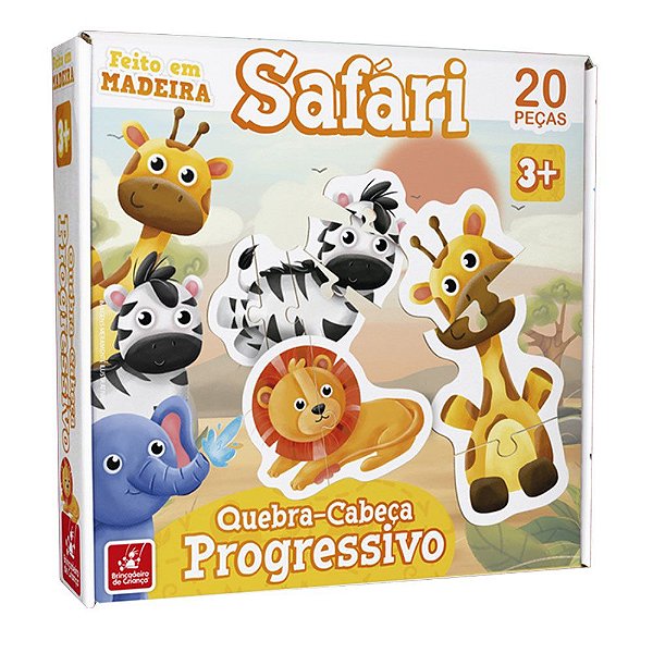 Brinquedos Educativos Kit 4 Quebra-Cabeças de Animais Madeira