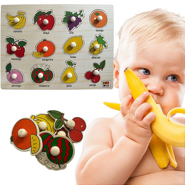 Quebra-Cabeça Encaixe Divertido com Pinos Frutas