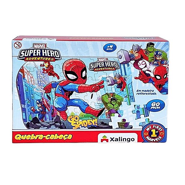 Quebra-Cabeça Infantil Super Hero Adventures Madeira 60 Pcs