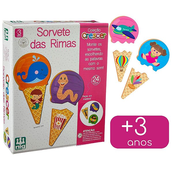 Jogo Educativo Didatico Sorvete de Rimas Coleção Crescer Nig