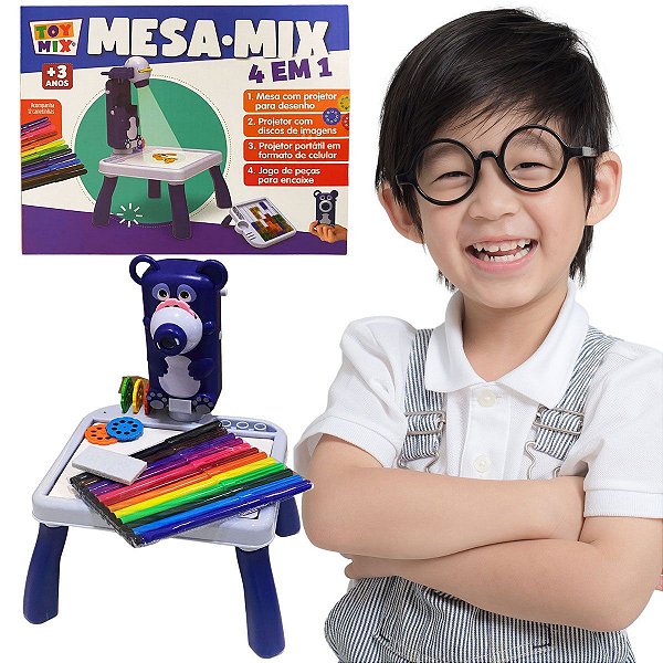Mesa Projetora Infantil de Desenho Brinquedo Criativo 4 em 1