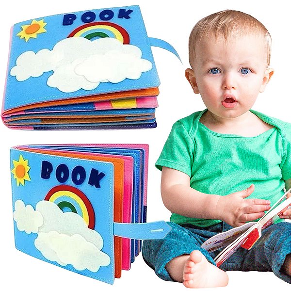 Livro Sensorial  Infantil Feltro Atividades Psicomotoras Quiet Book