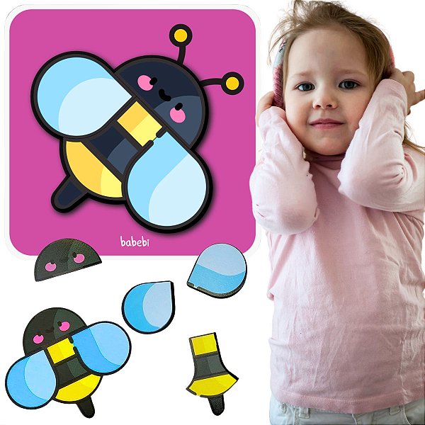 Quebra-Cabeças 4 Partes Abelha Brinquedo Infantil Educativo