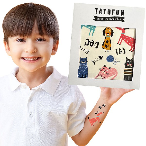 Tatufan Tatuagem Temporária Infantil Divertida Pets