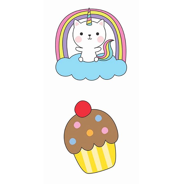 Tatufan TatuagemTemporária Infantil Divertida Gatinho Unicornio