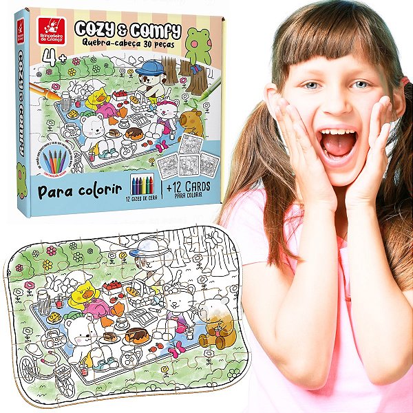 Quebra-Cabeça 30 Peças Cozy & Comfy Infantil Para Colorir