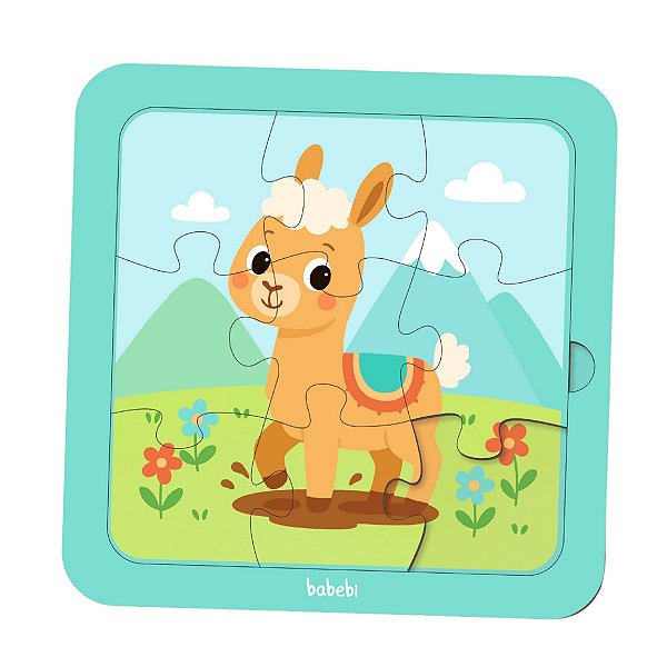 Quebra-Cabeça Infantil Lhama 9 Peças Educativo Babebi