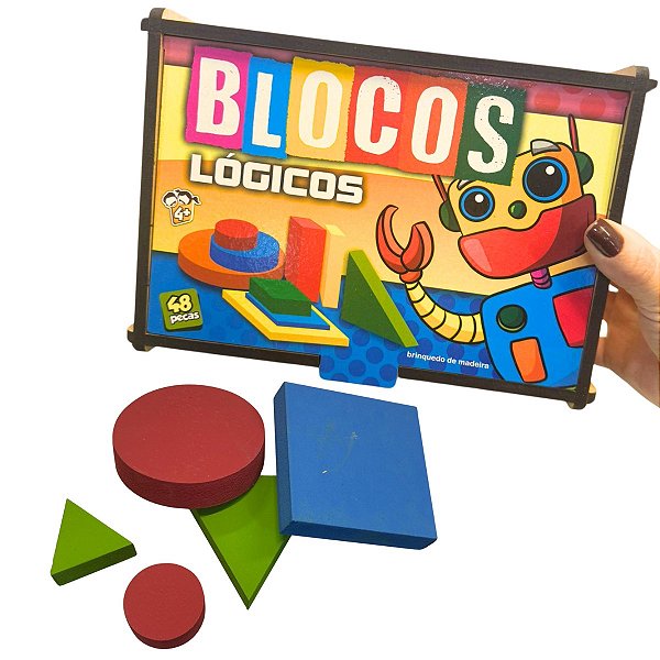 Jogo Infantil Blocos Lógicos 48 Peças Formas Geométricas