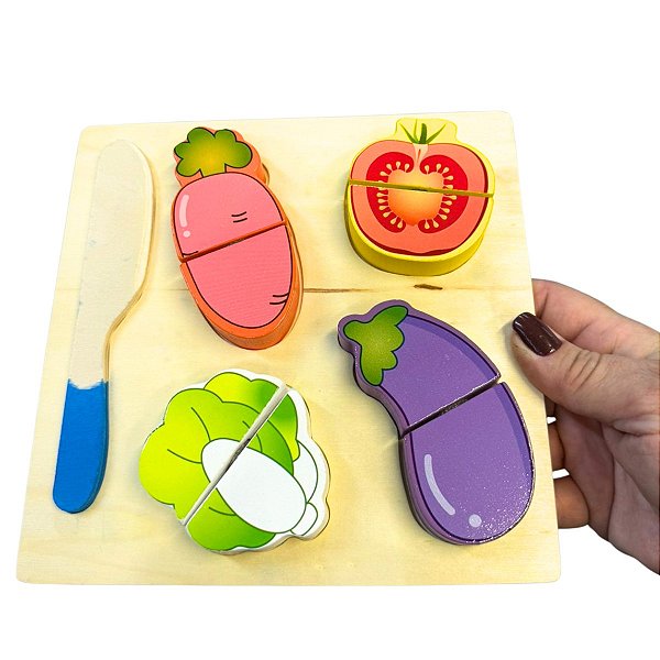 Brinquedo Educativo de Madeira Legumes para Cortar Infantil