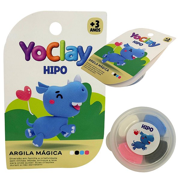 Argila Mágica Massinha Modelar Yoclay Pocket Hipopótamo