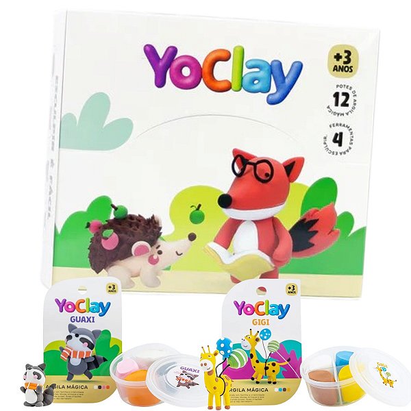 Argila Mágica Massinha Modelar Infantil Yoclay Pocket 12 Personagens