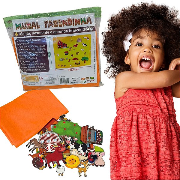 Mural Feltro Fazendinha Estímulo Criativo Coordenação Motora