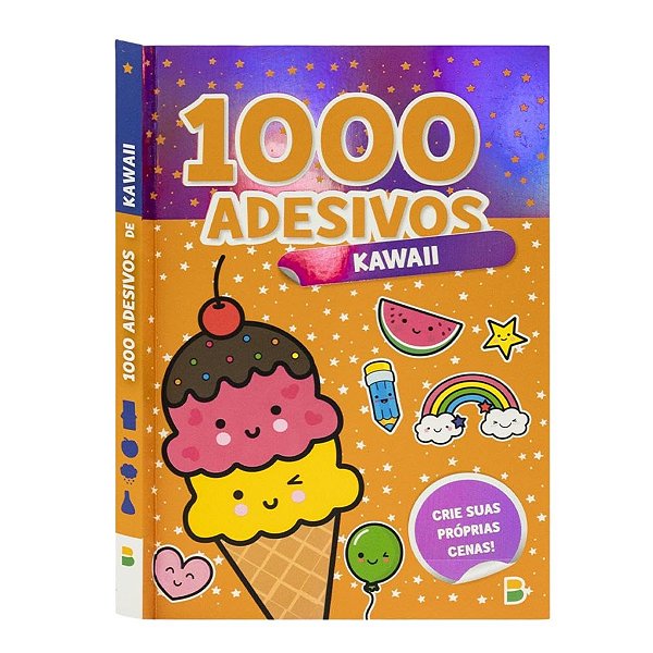 Livro 1000 Adesivos Kawaii Infantil Criatividade e Diversão