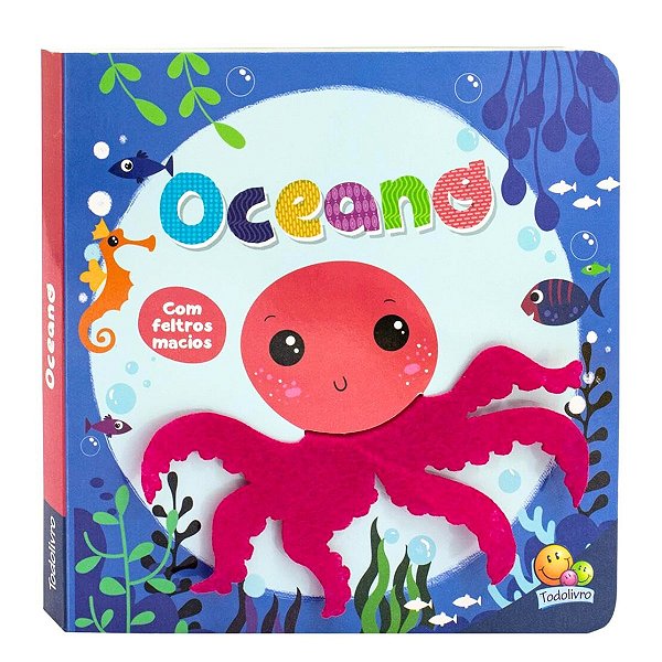 Livro Infantil Oceano Com Feltros Macios Interativo Bebê