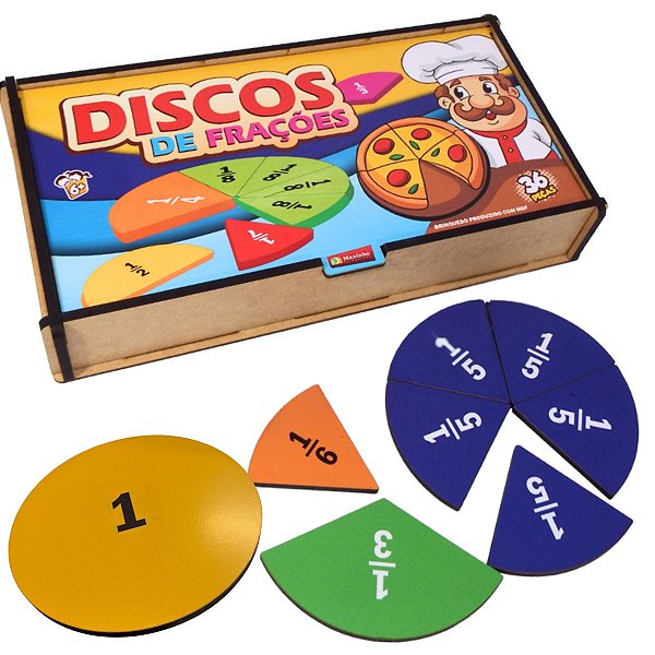 Discos de Frações Coloridos Brinquedo Educativo de Matemática para Crianças