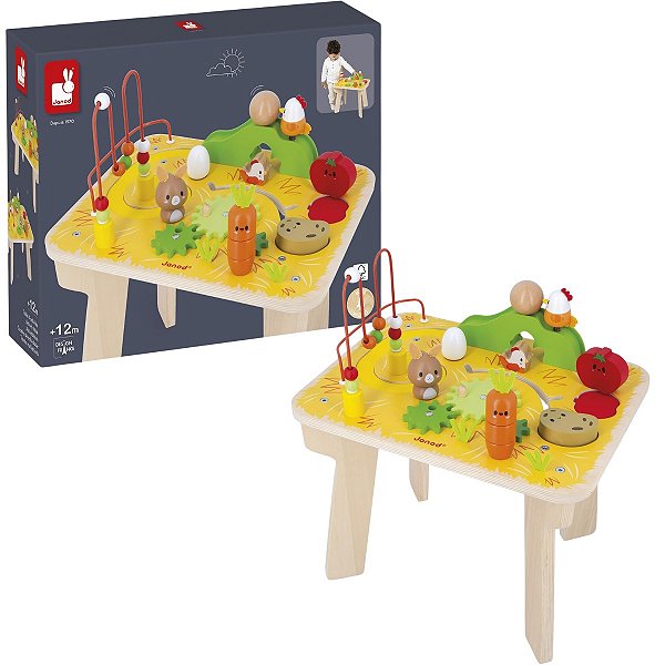 Brinquedo Educativo Bebê Mesa Atividades Madeira Janod +12 M